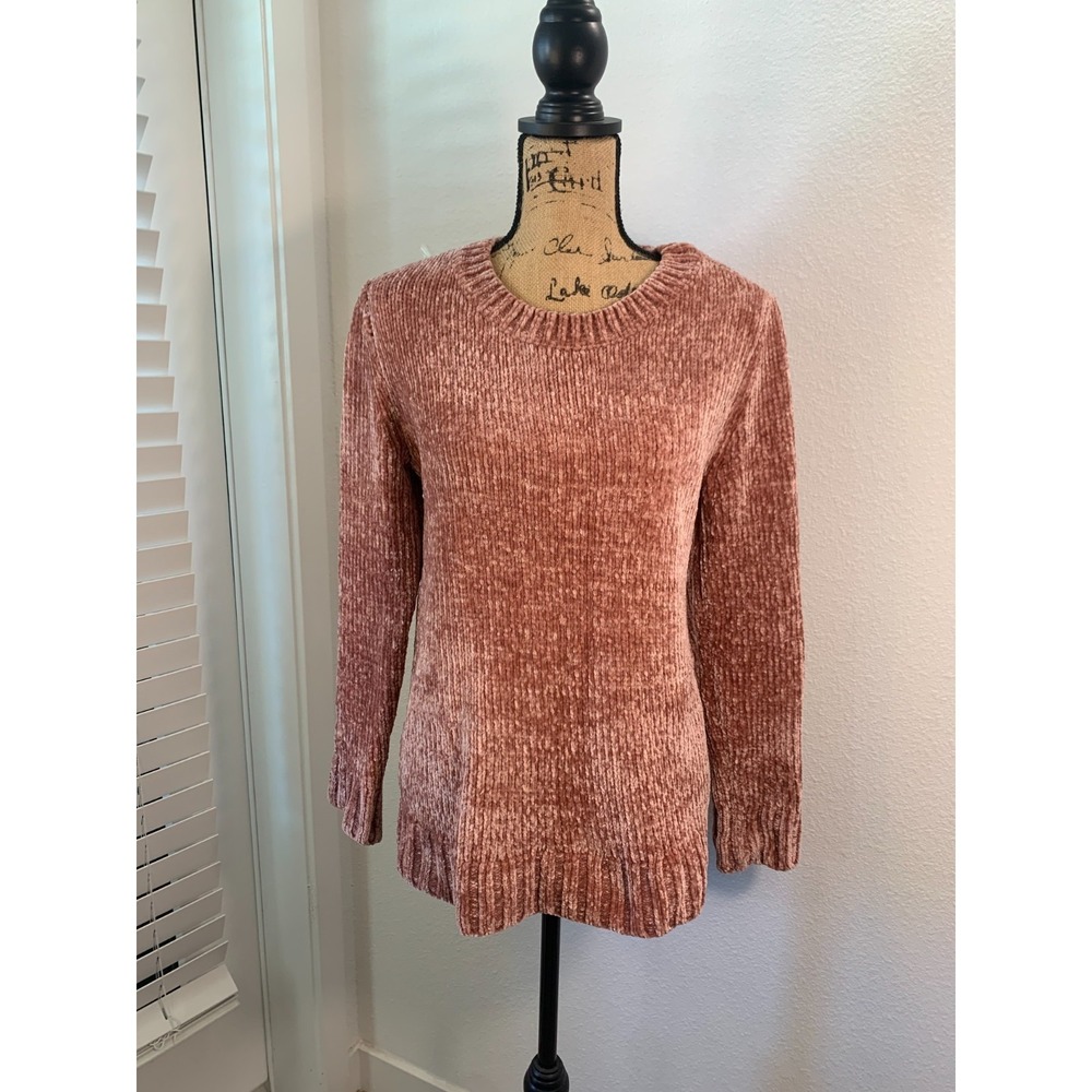(A-16)Orvis Chenille Sweater Women Small Pink‎ Crewneck Soft Cozy Pullover - Picture 2 of 9